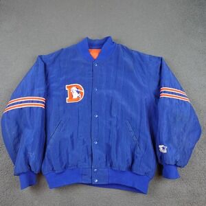 Vintage Denver Broncos Jacket Mens Large Blue NFL Football Starter Pro Line 90s